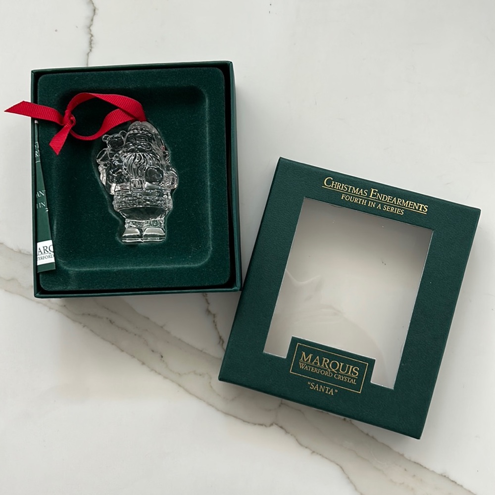 Marquis Waterford crystal Santa ornament. Christmas Endearment series.